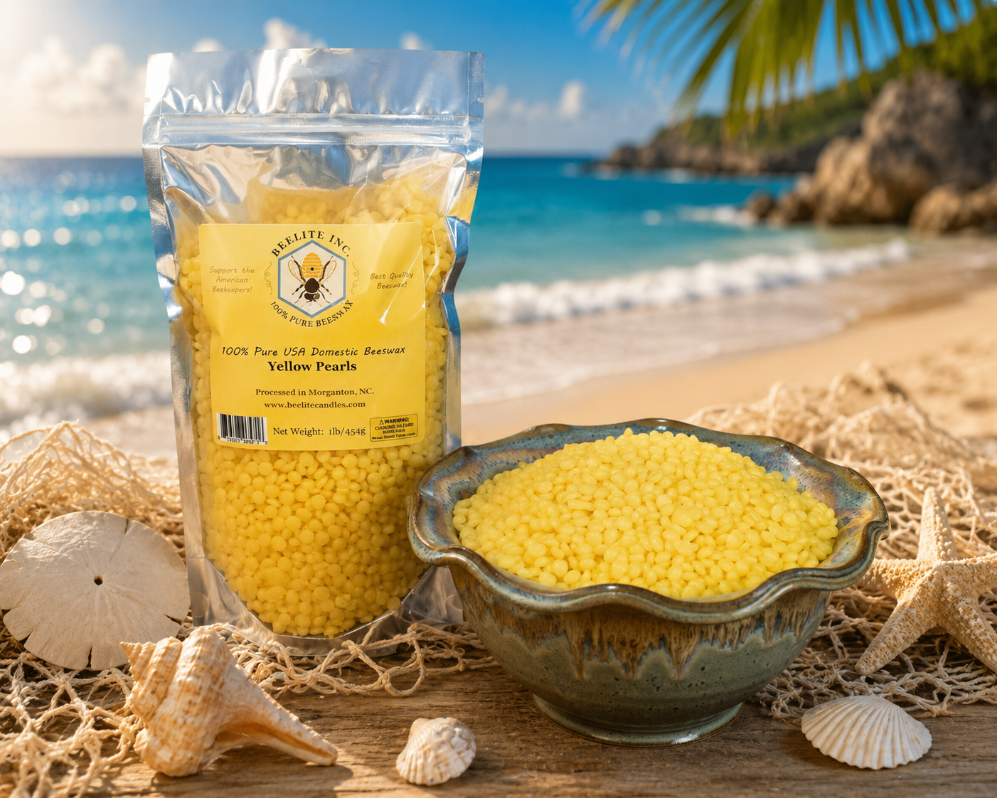 1 lb - 100% Pure Beeswax Pearls, pastilles, beads