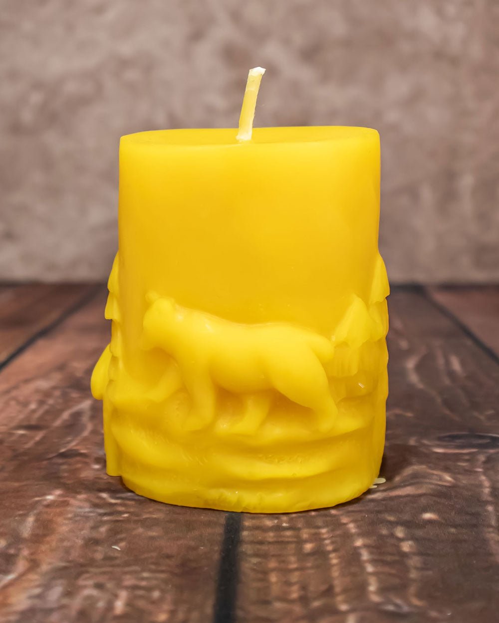 Natural beeswax bear pillar candle rustic woodland decor clean burning