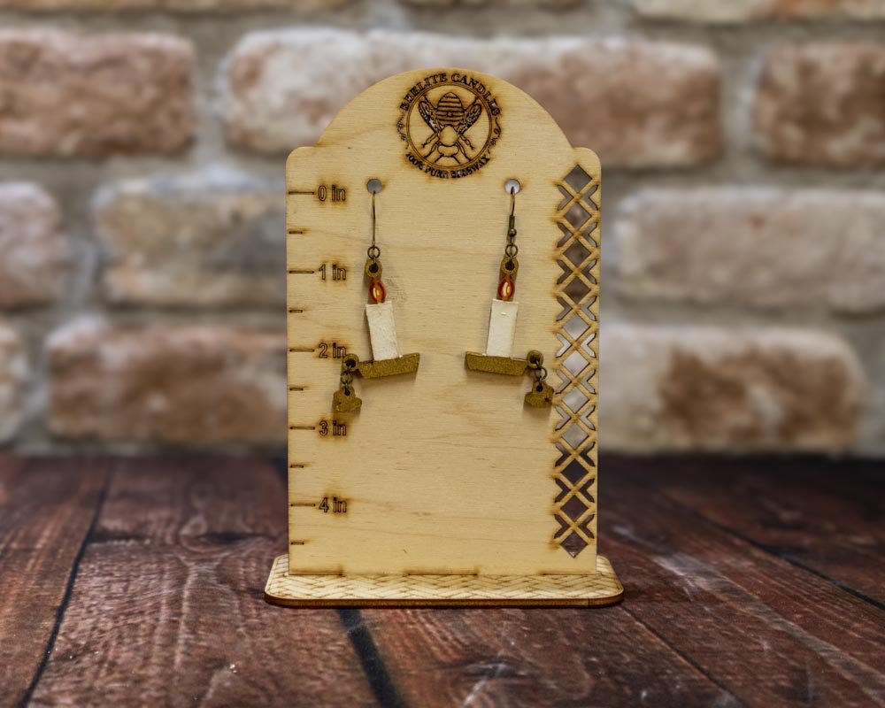 Christmas Earrings, Hand-Painted Wooden Designs - Beelite Candles