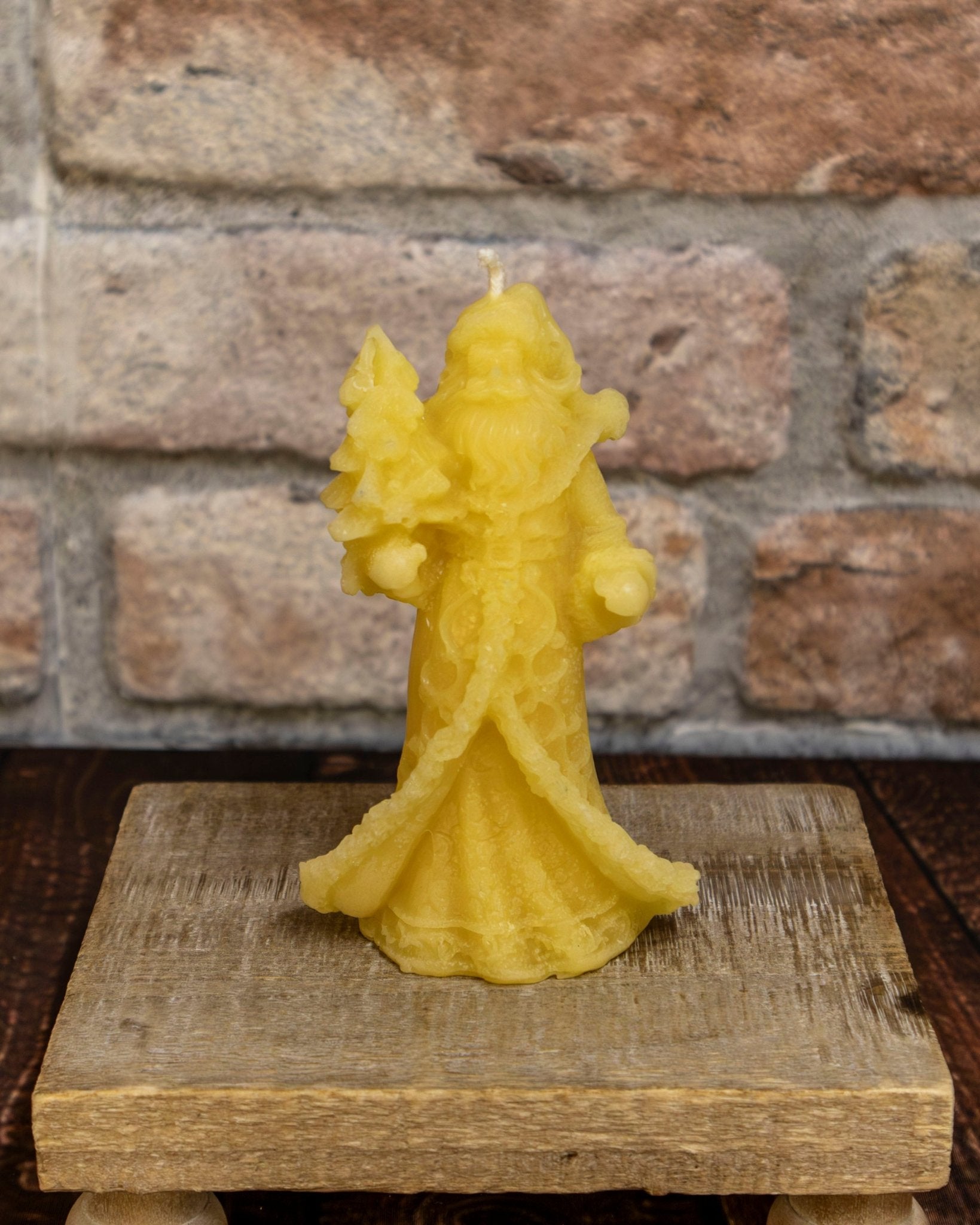 Santa with Tree Beeswax Candle