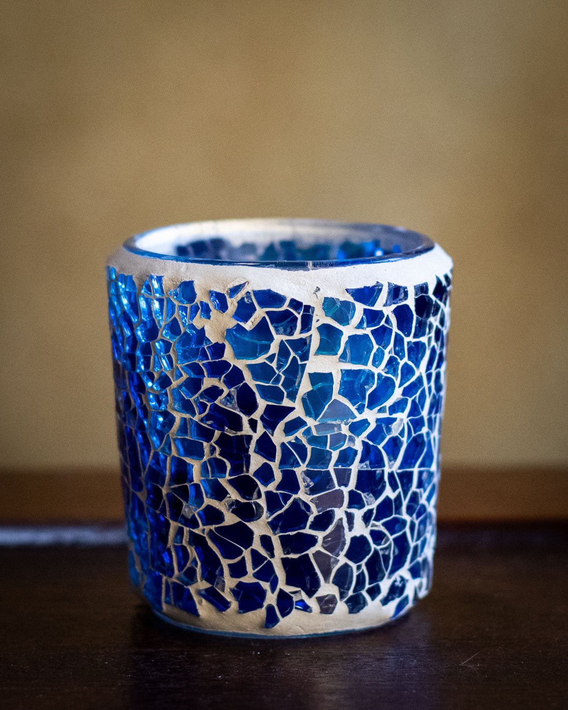 Blue Mosaic Votive Candle Holder