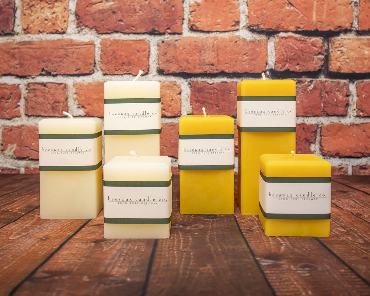 Square Pure Beeswax Pillars - The Beeswax Candle Co