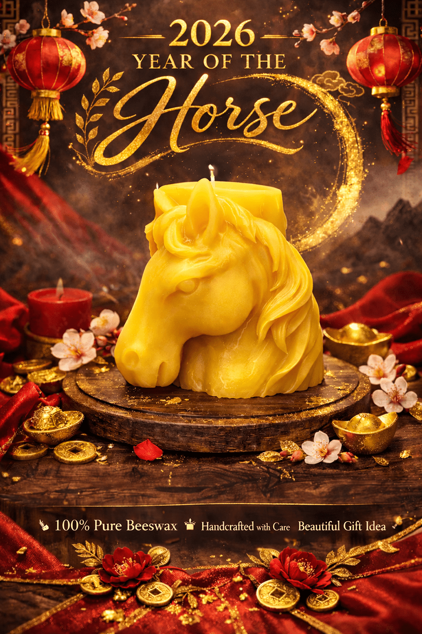 Horse Pillar Beeswax Candle