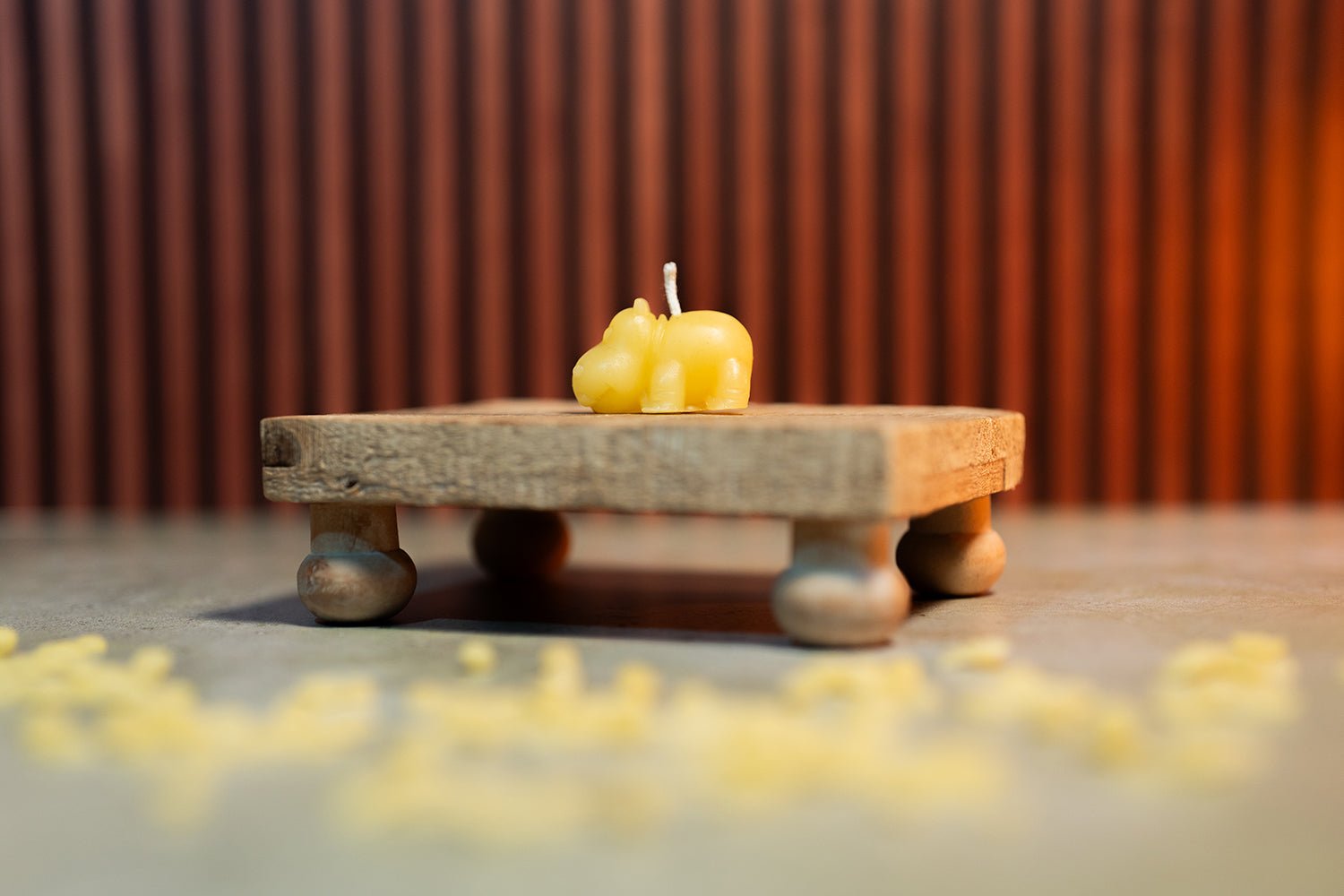 Mini Hippo beeswax candle made from mold, perfect for baby shower or safari-themed décor.