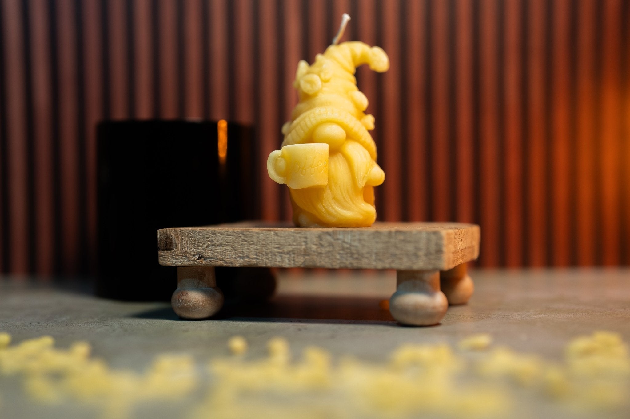 Coffee Gnome Candle Mold made from urethane rubber, showing gnome holding a coffee mug with detailed hat design.