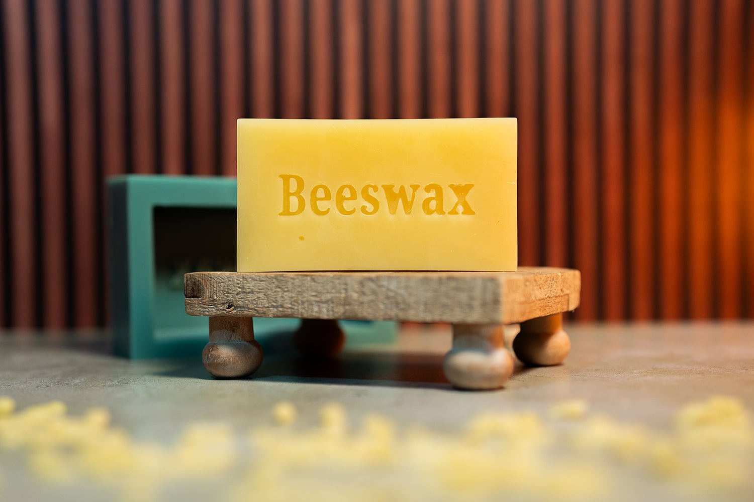 Half Pound Block Mold filled with beeswax for storage