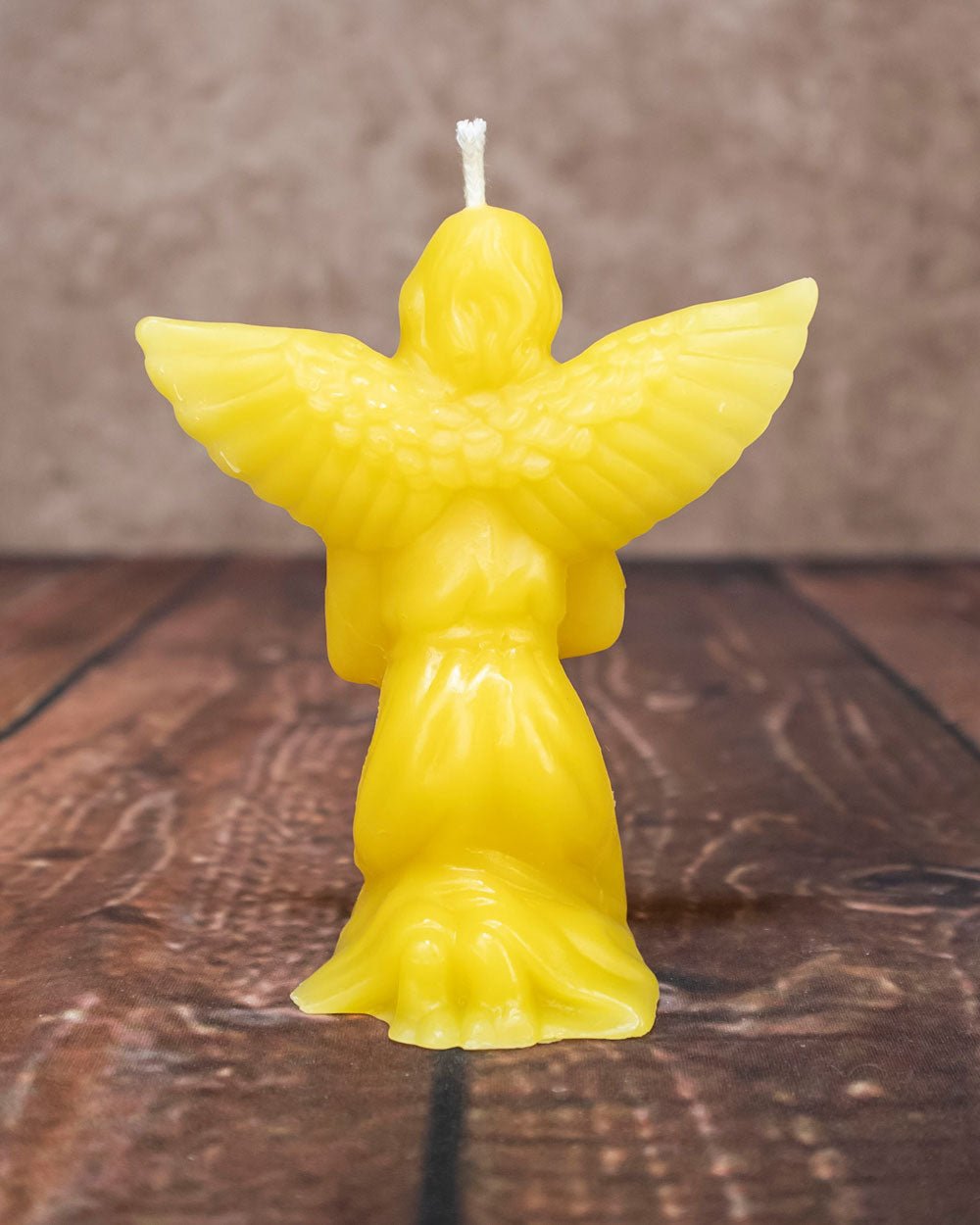 Back of Small Beeswax angel candle