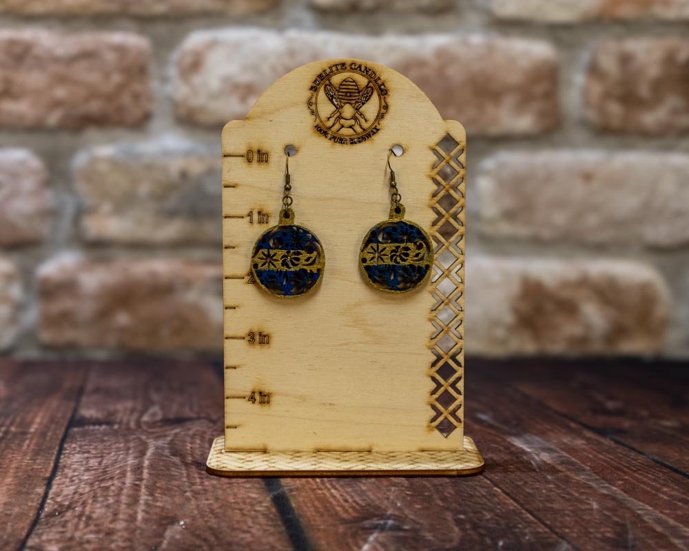 Christmas Earrings, Hand-Painted Wooden Designs - Beelite Candles
