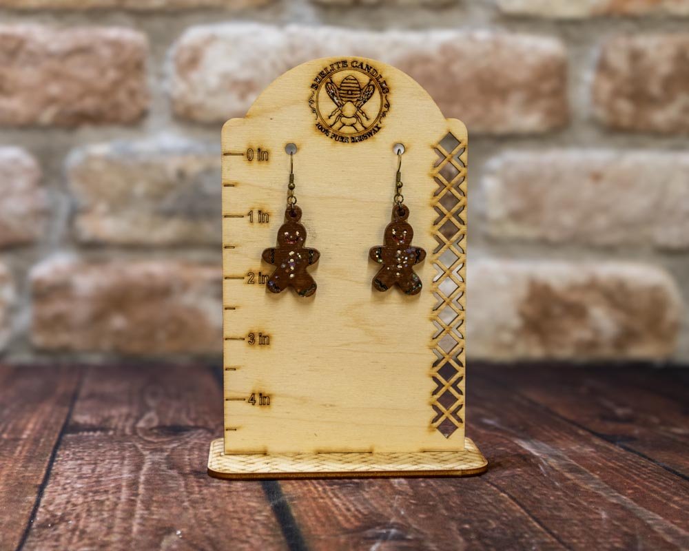 Christmas Earrings, Hand-Painted Wooden Designs - Beelite Candles
