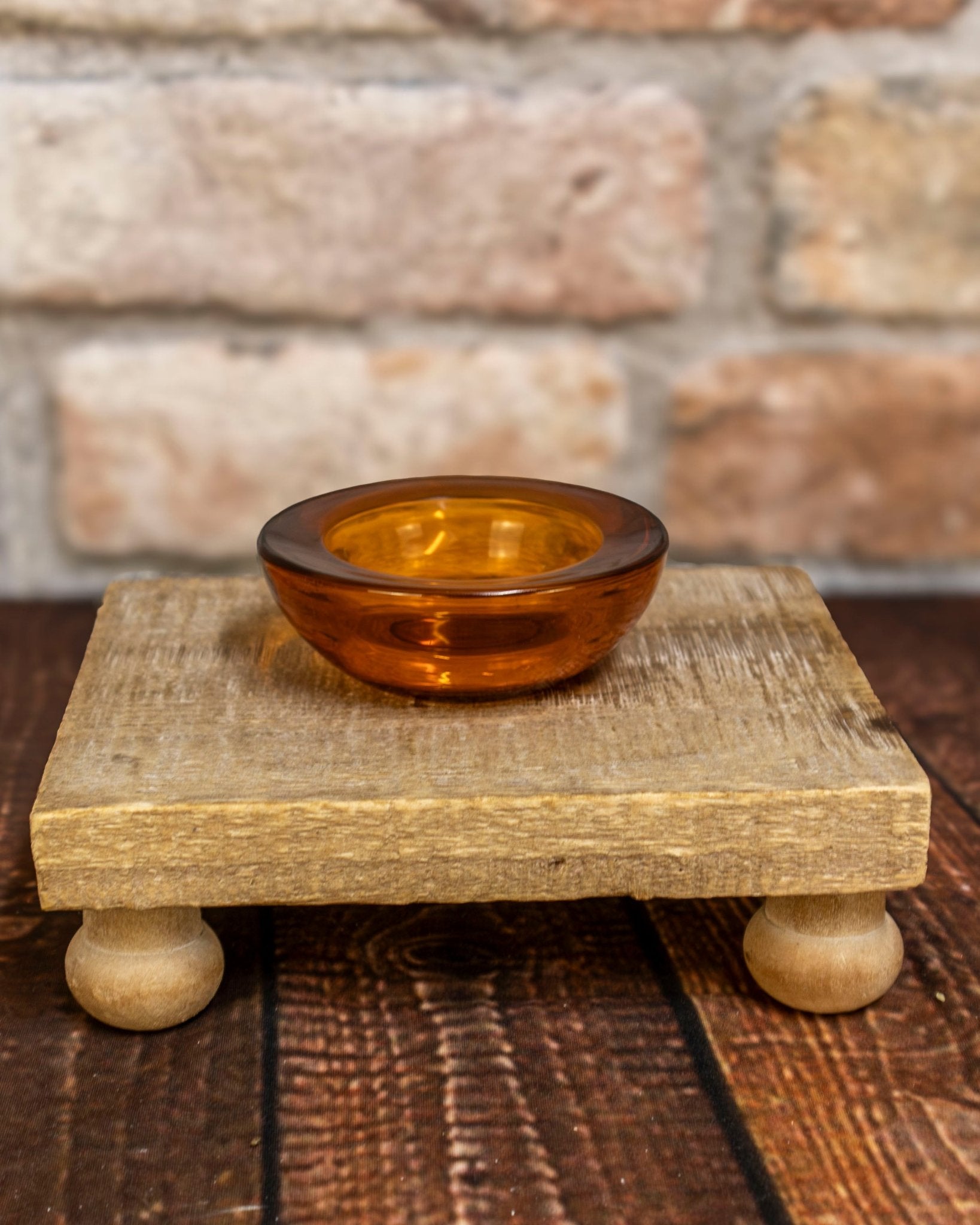 Amber Glass Tealight Candle Holder