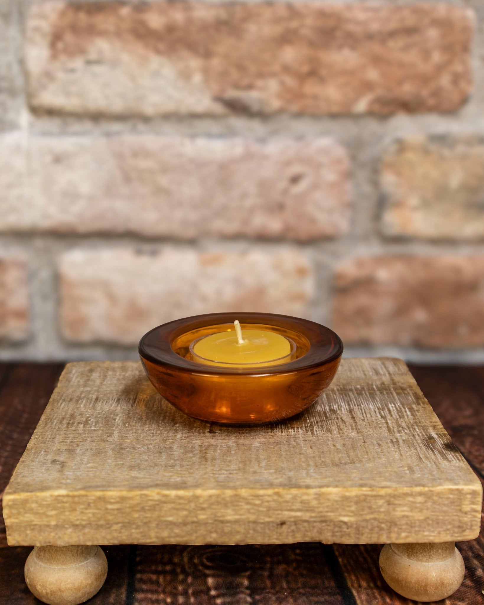 Amber Glass Tealight Candle Holder