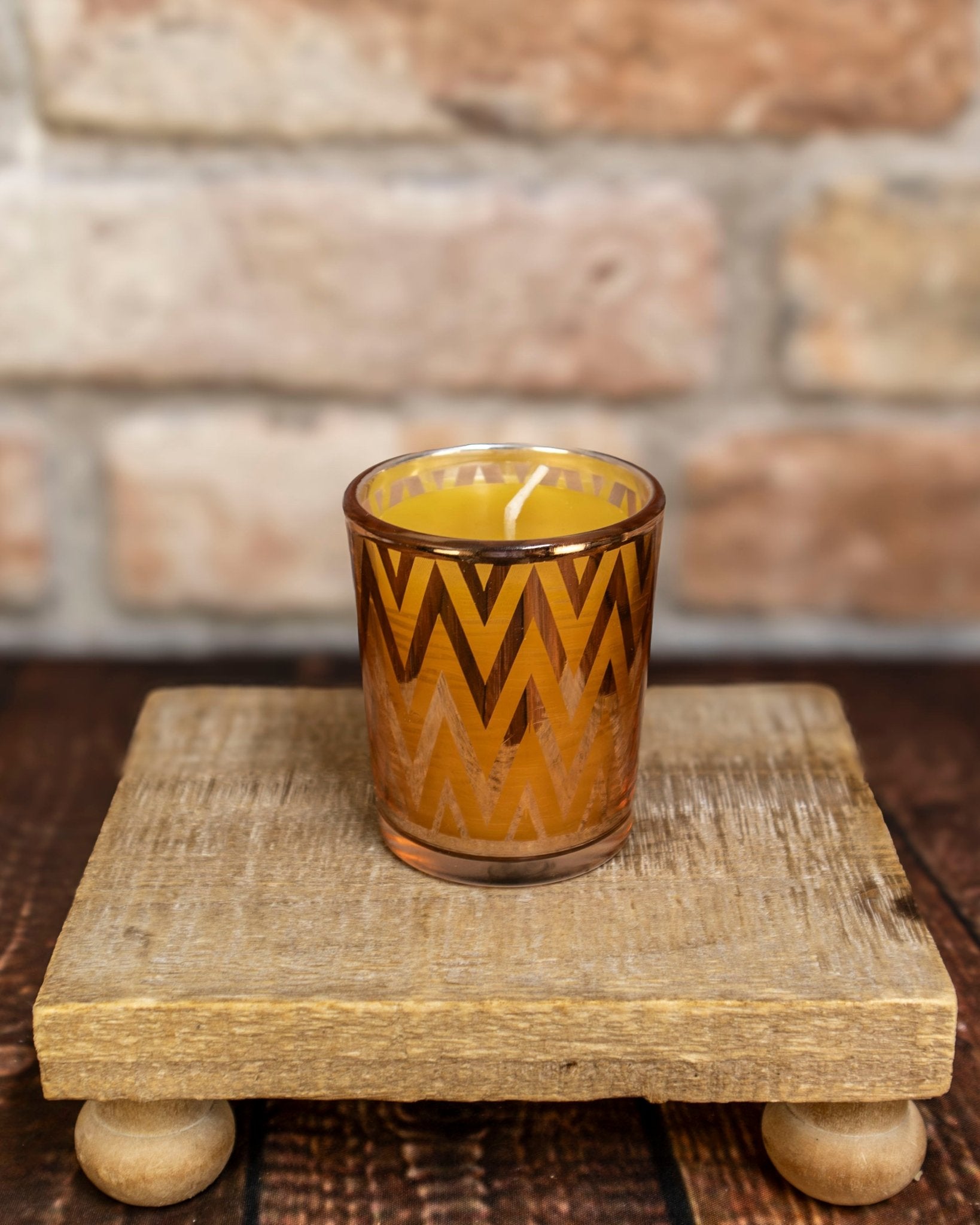 Rose Gold Chevron Glass Votive Candle Holder