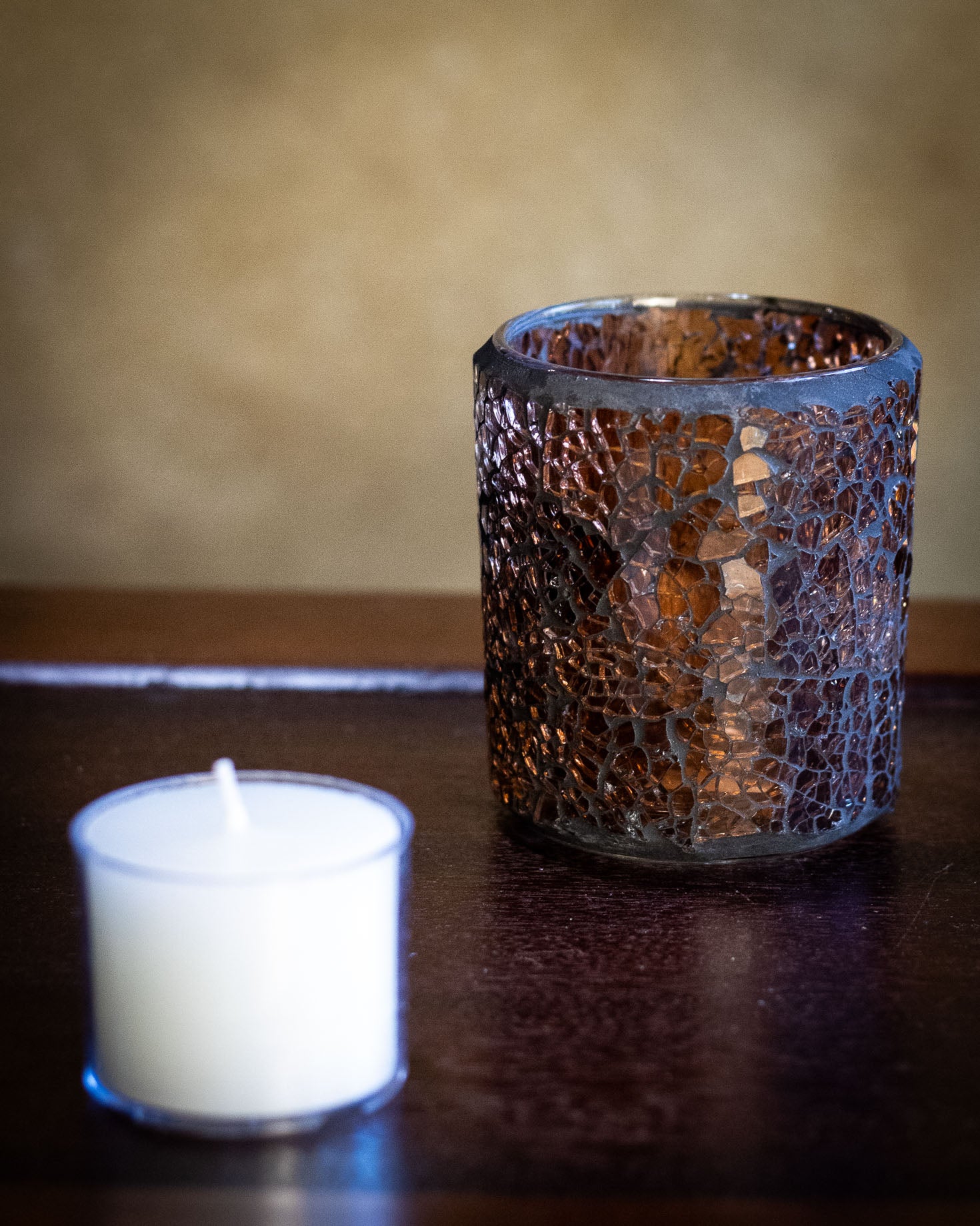 Mosaic Brown Candle Holder