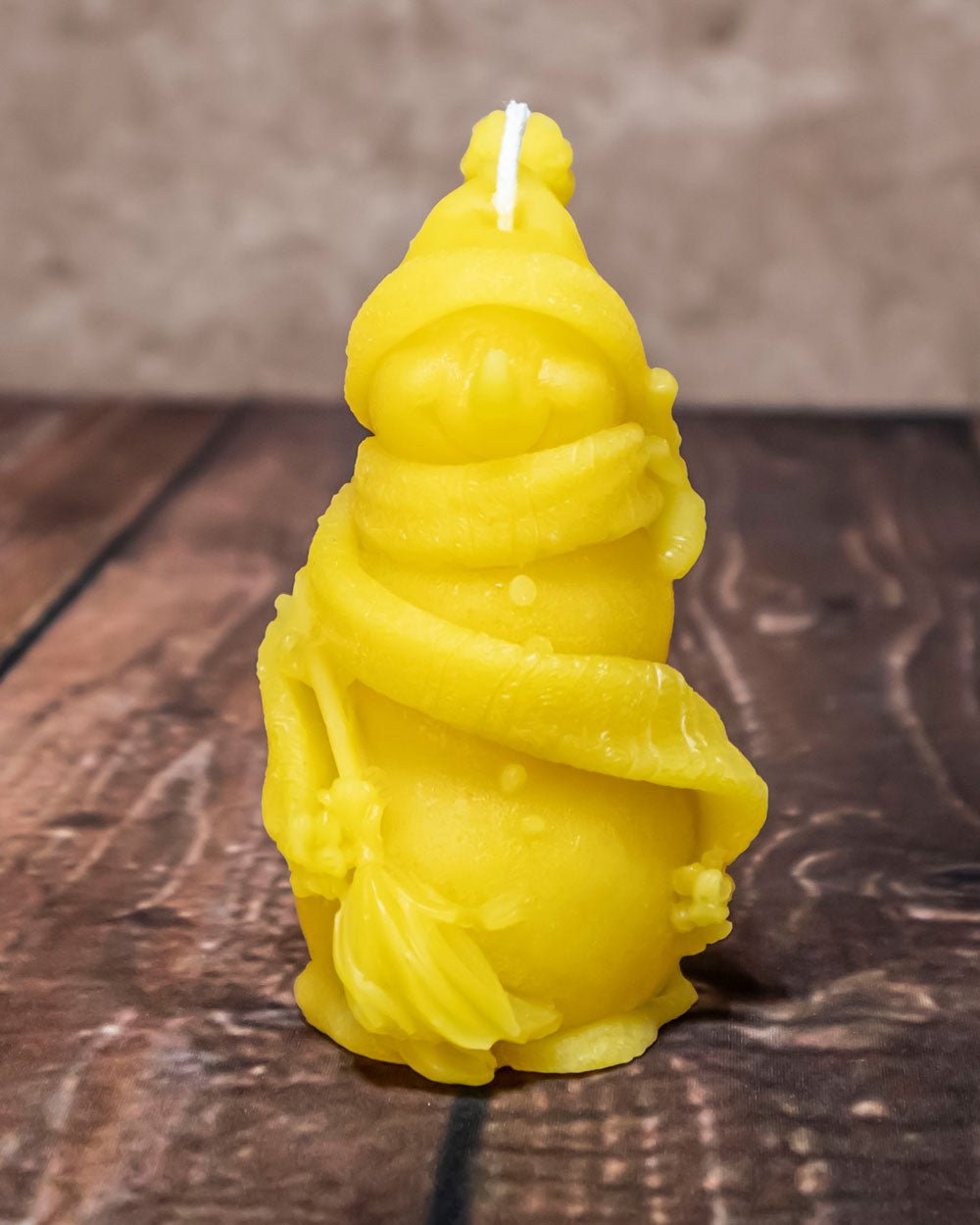 Jack Frost Snowman Candle made from beeswax