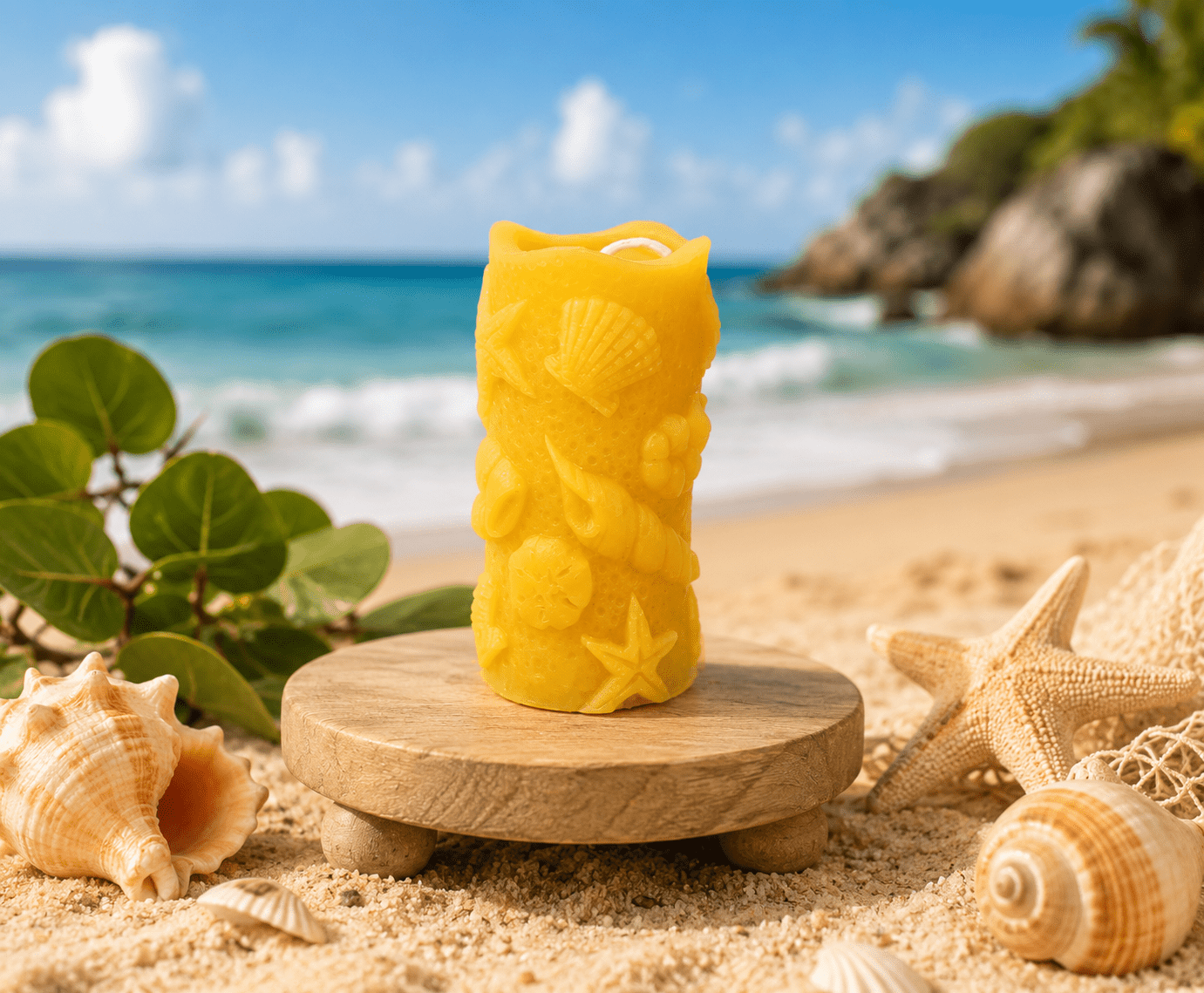 Seashell Pillar Candle