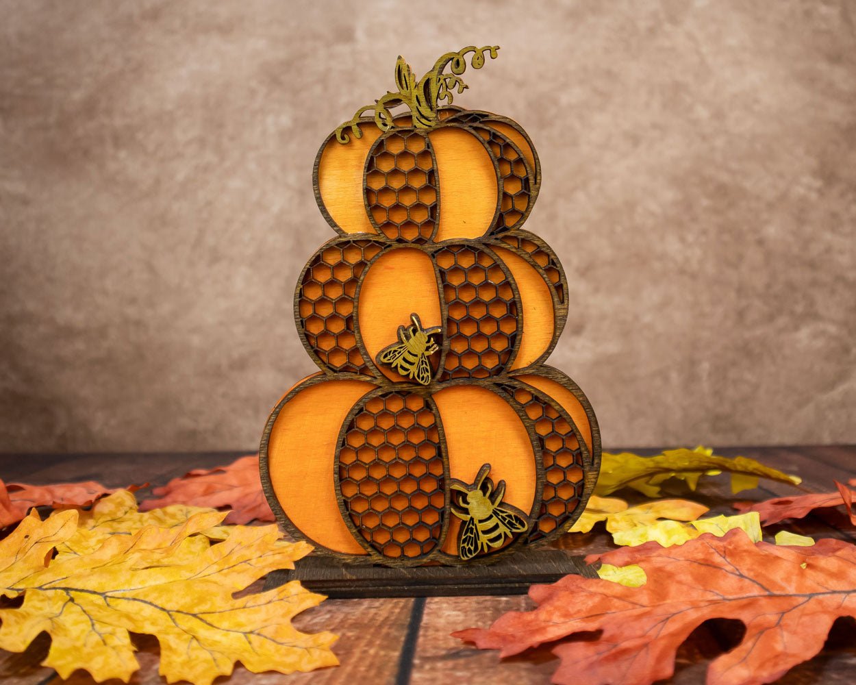 Wood Pumpkins w/bees