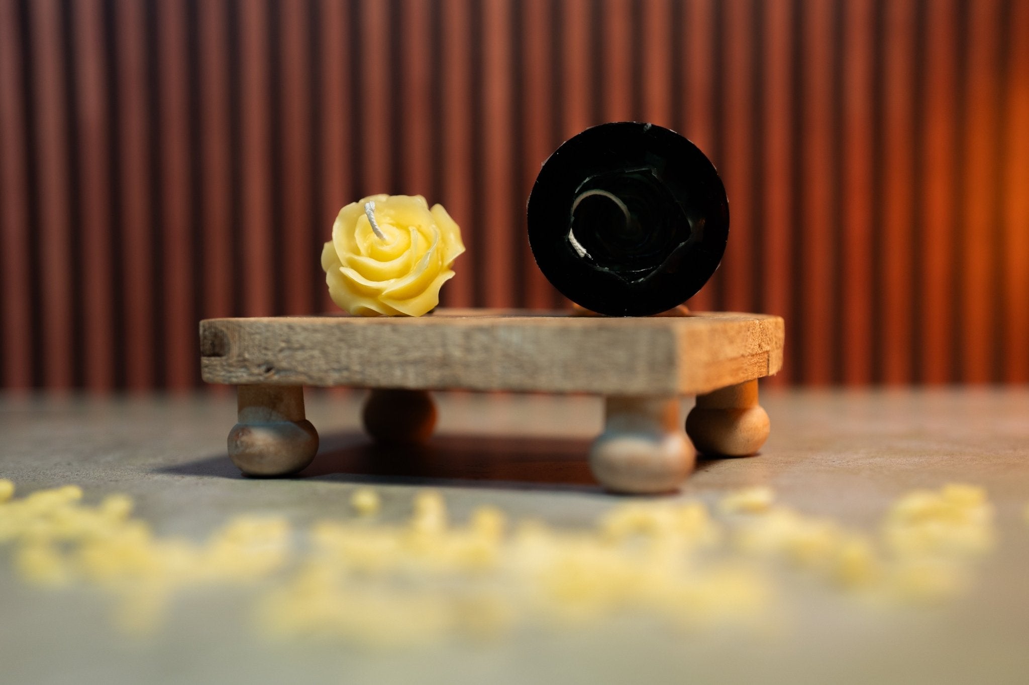 Mini Rose Bud Mold beeswax candle with detailed petals