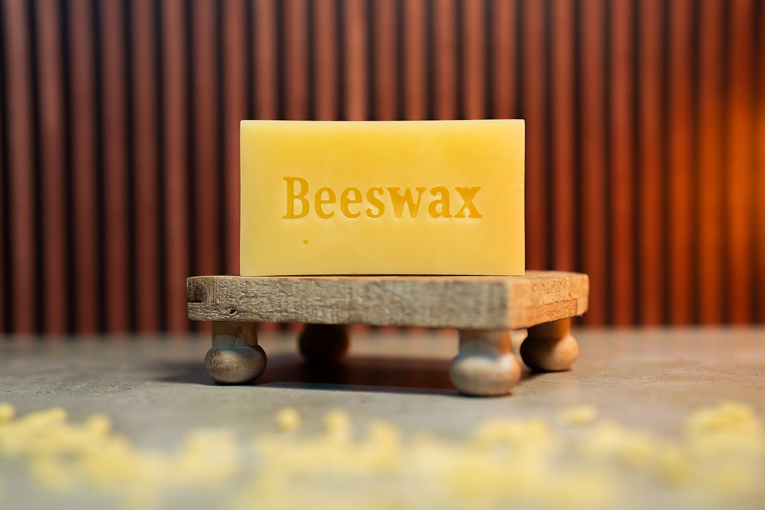 Beeswax half pound block made using block mold