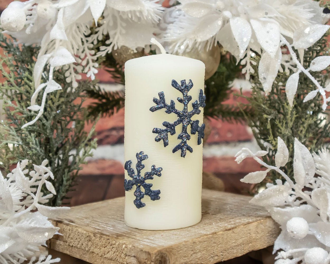 Snowflake Pillar Candle