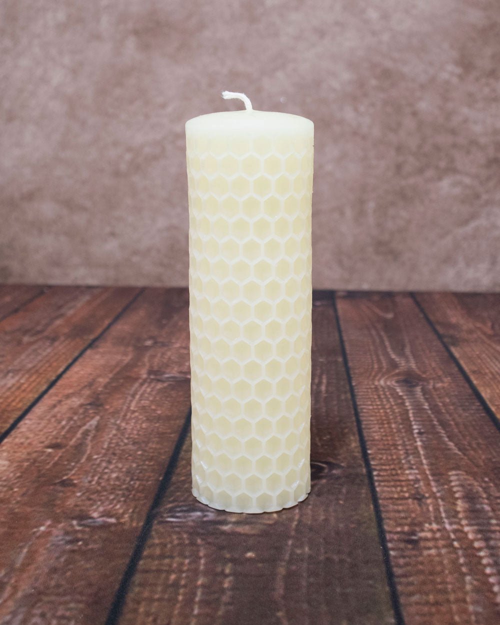 Bee cell pillar candle - 100% Pure Beeswax